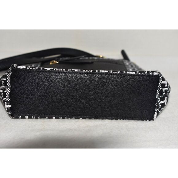 TH Tommy Hilfiger Monogram Jarcquard Black/White Red Accents Crossbody Bag Purse - Picture 2 of 8
